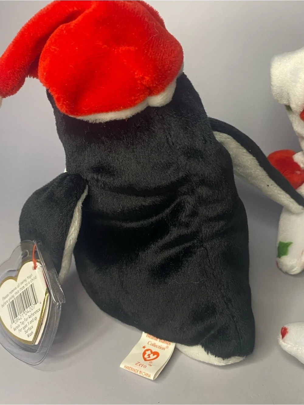Vintage TY Original 1998 Holiday Teddy Beanie Baby & Zero The Penguin New W/tags